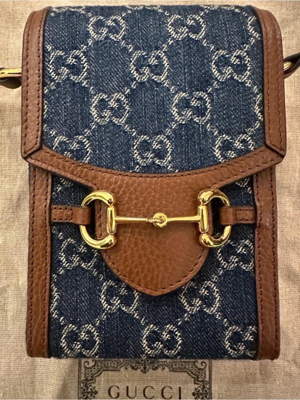 Gucci GG Denim Horsebit Mini Bag/Crossbody Wallet — Brand New, Never Worn. NWT
